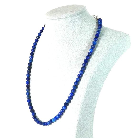 Vintage Jay King Mine Finds Blue Gemstone Round Bead Necklace 925 - Picture 2 of 9